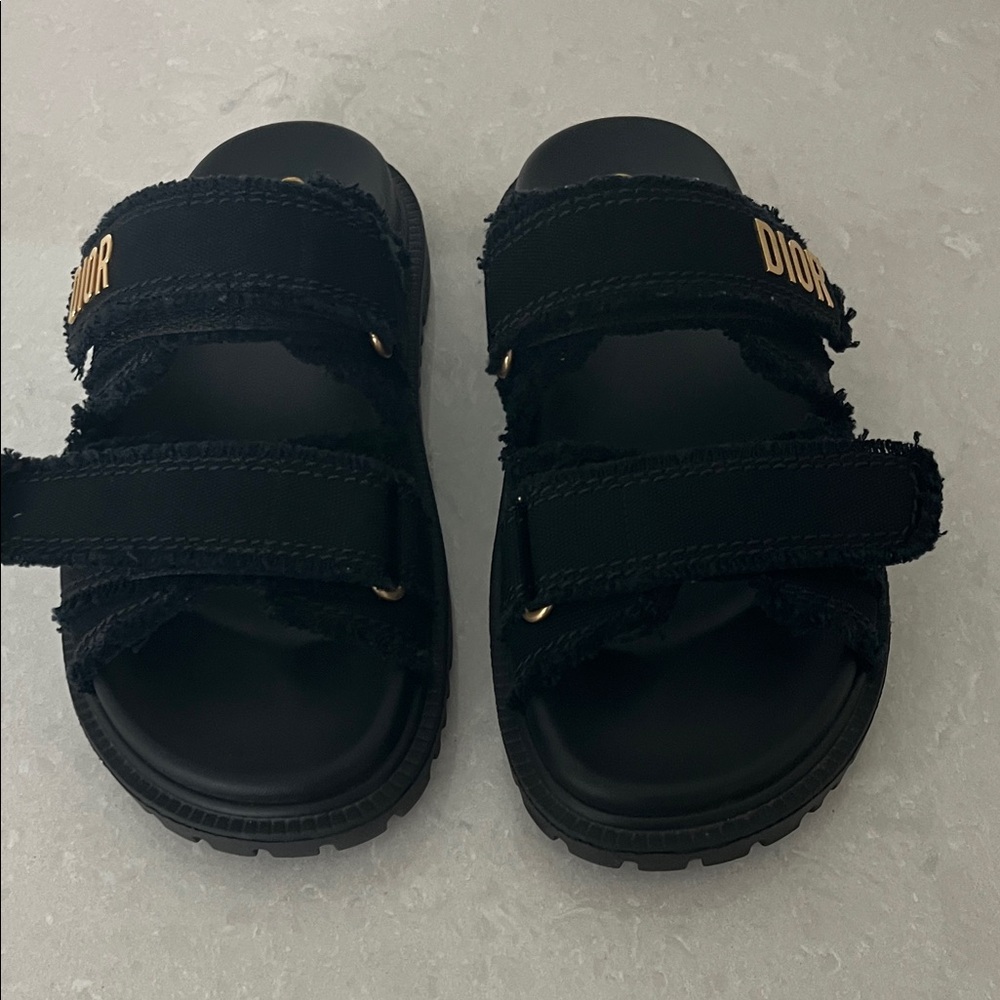 Dior act Black Sandals with Gold Accents